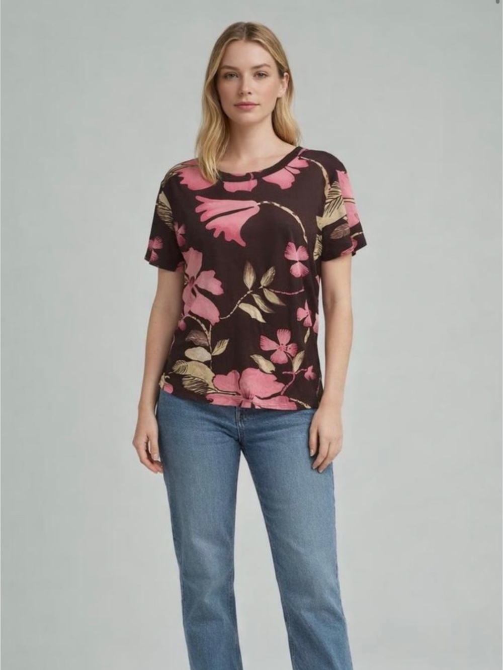 Y2K Black Pink Floral Sheer Mesh Top